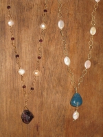 Gemstone pendants with pearls